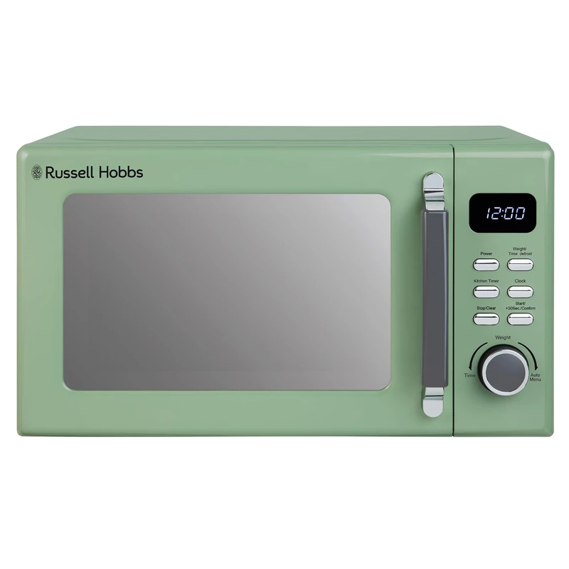 Russell Hobbs Sage Green Digital Microwave STYLEVIA, 20 Litre 800W with 5 Power Levels, Mirror Finish, 8 Auto Cook Settings, Defrost & Reheat Function, Clock & Timer RHM2026SG