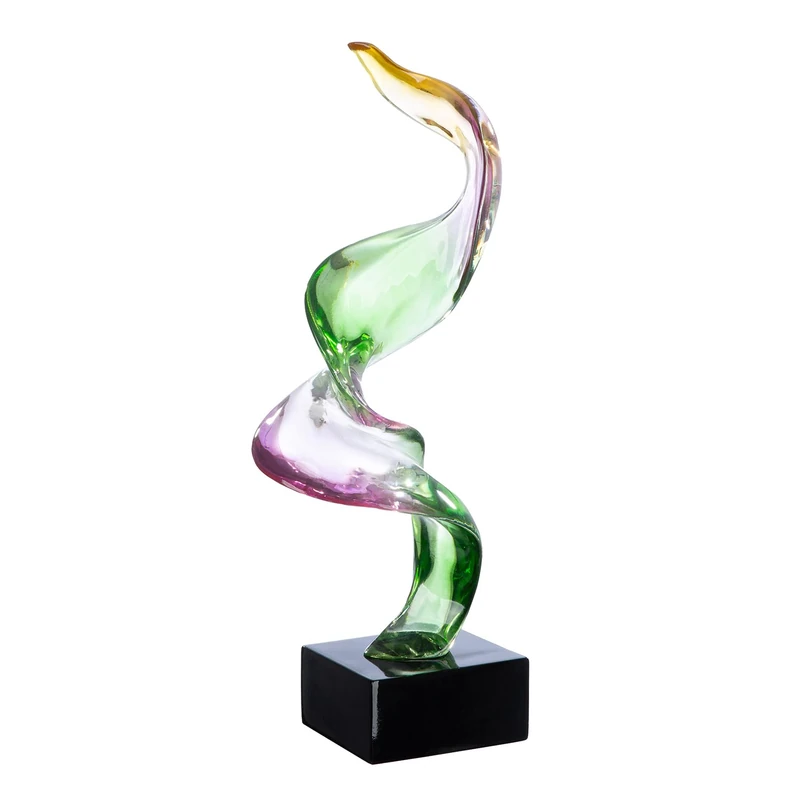 Casablanca Twirl Sculpture Made of Acrylic and Resin - Abstract - Shiny - Green and Purple - Height 41 cm x Width 16 cm - Image 1