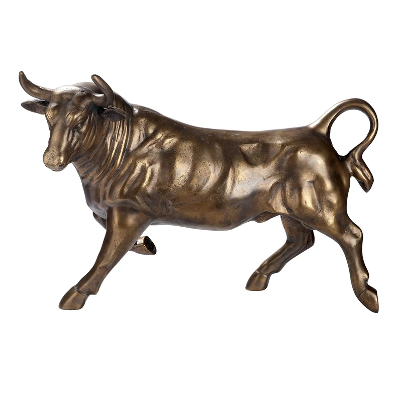 GILDE Bull Figurine Aluminium Bronze Antique Finish Height 39 cm x Width 57 cm - Image 1