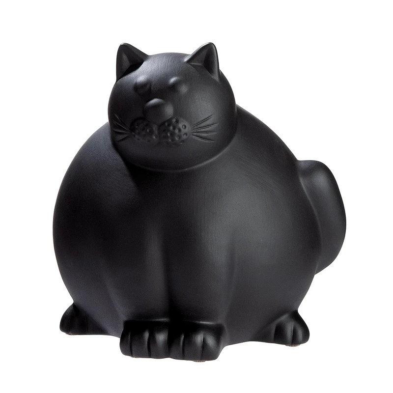 GILDE Molli Cat Figurine Ceramic Black Height 30 cm x Width 27 cm Animal Figure