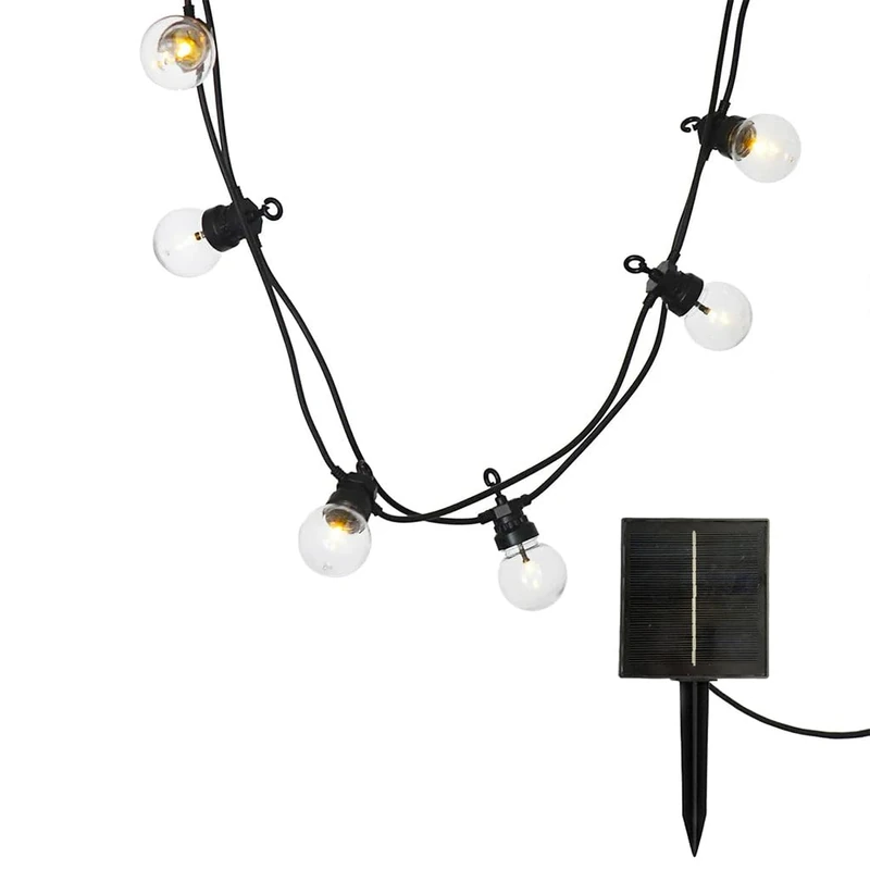 Solar Fairy Lights with 20 Transparent Globes - Warm White LED - Party Clear Solar 20-9 m - 13 Modes