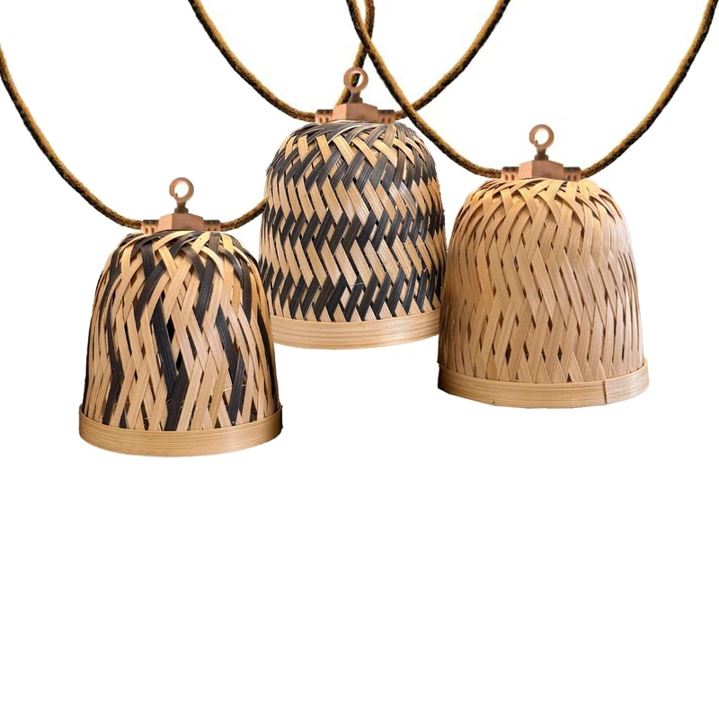 LINA Light Hybrid 10 Natural Bamboo Lampshade Outdoor Fairy Lights Warm White LED Solar and Mains Powered 8 m