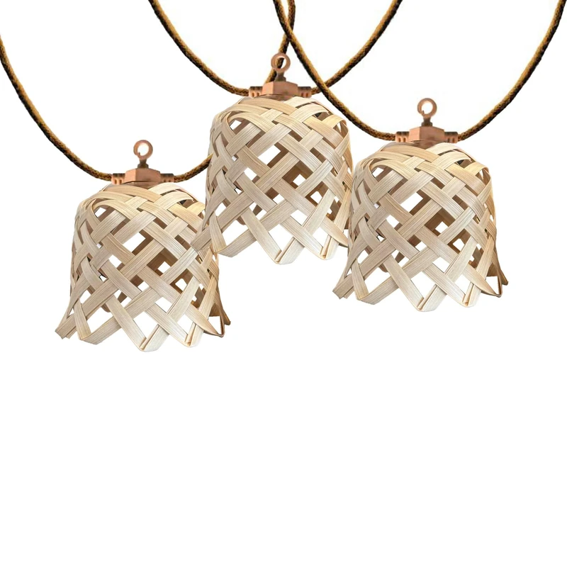 Connectable Outdoor Fairy Lights with 10 Natural Bamboo Shades NOYA Light Hybrid LED Warm White 8 m Solar and Mains Operated