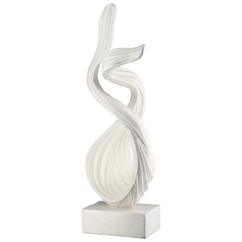 Casablanca Liposo Resin Sculpture - Cream - Wiped - Metallic Look - Abstract Shape - Height 47 cm x Width 15 cm - Image 1