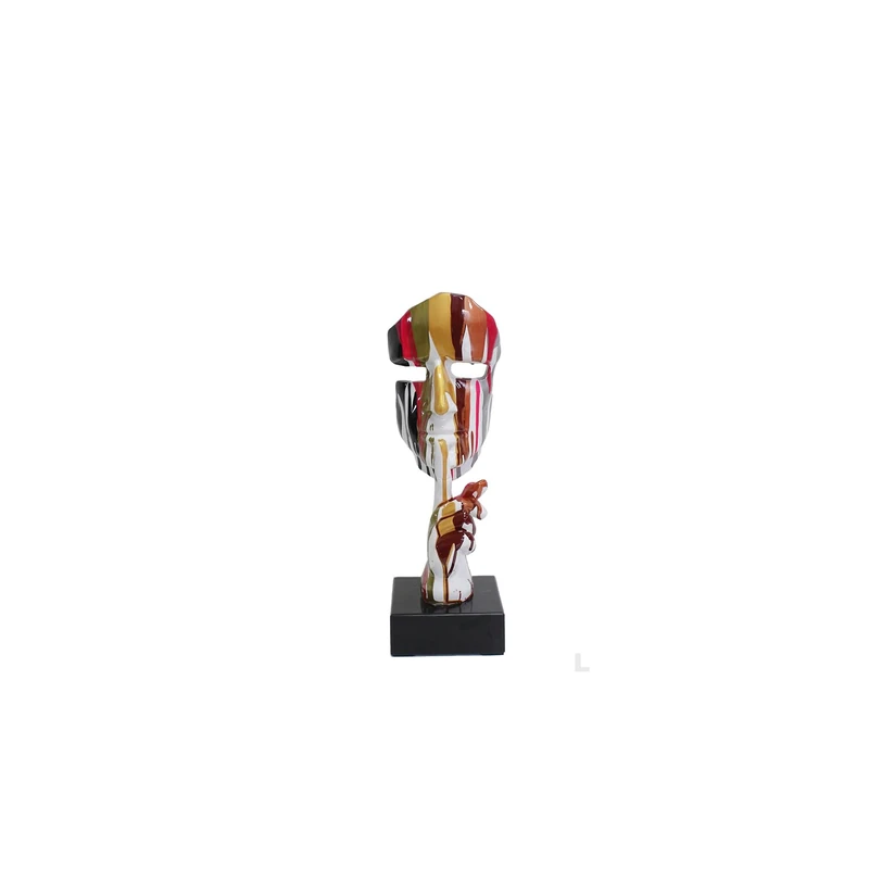 GILDE Colourful Silence Sculpture - Resin - Shiny - Face Motif - Multicoloured - Height 41 cm x Width 13 cm
