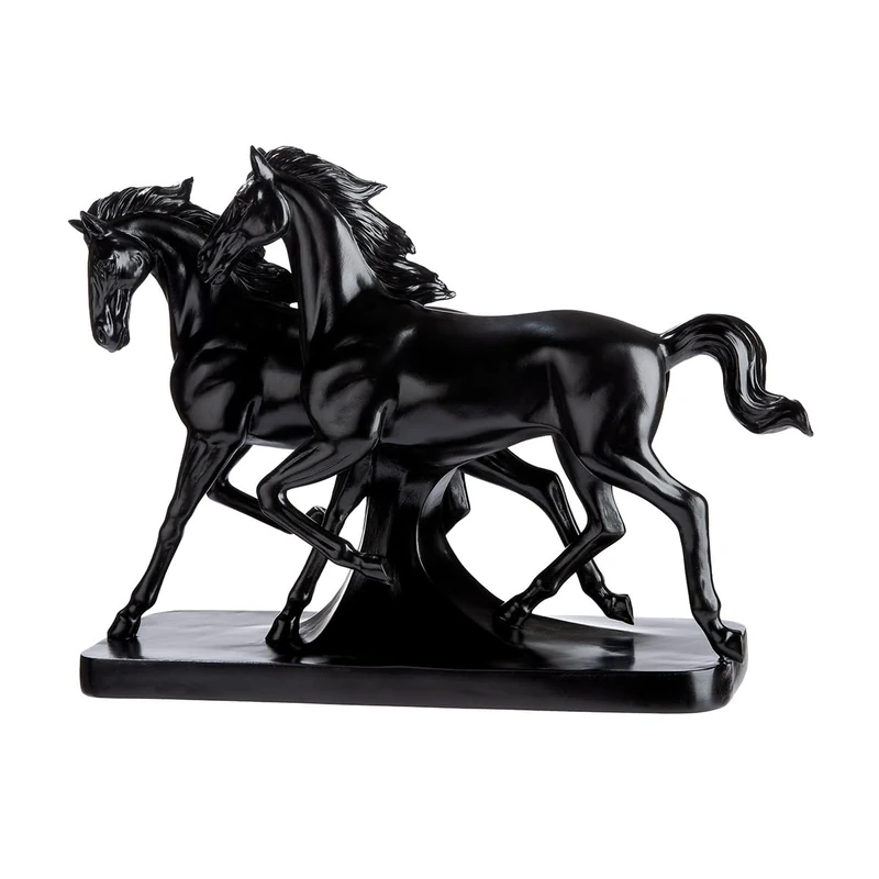 GILDE Luna & Casanova Figurine, Horse Motif, Resin, Black, Height 27 cm x Width 34 cm