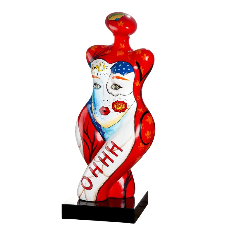 GILDE Femme Figurine Resin Graphical Pattern Glossy Red/White Height 71 cm x Width 32 cm