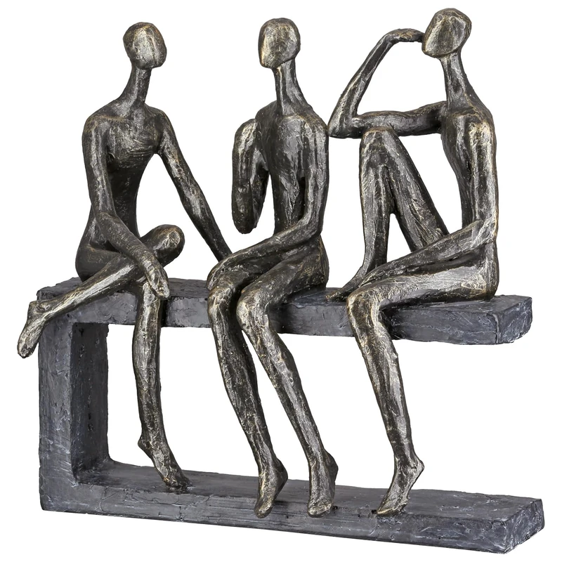 Casablanca Conversation Resin Sculpture - Bronze and Grey - Antique Finish - Friends Motif - Height 25 cm x Width 26 cm
