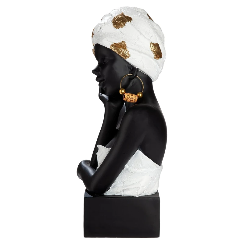 GILDE Jute Figurine Resin Matt Textured Black Woman Shape Height 34 cm x Width 18 cm