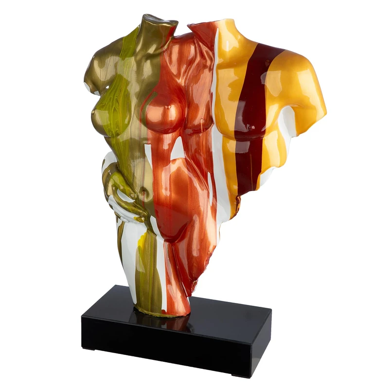 GILDE Sculpture Coppia Colorata – Resin – Multicoloured – Shiny – Couple Motif – Torso – Height 49 cm x Width 35 cm - Image 1