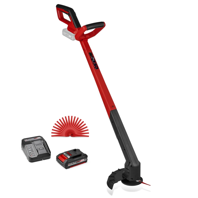 Einhell Cordless Strimmer with Battery and Charger 18V Power X-Change, 24cm Cutting Width, Adjustable Motor Head, Additional Handle, incl. 20 Plastic Blades GC-CT 18/2411 Li P Kit