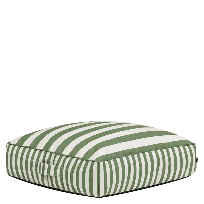 icon Solus Bean Bag Footstool, Kyoto Stripe Green, Large Pouffe Footstool for Indoor and Outdoor Use with Filling Included, Beanbag, Floor Cushion, Garden, Patio