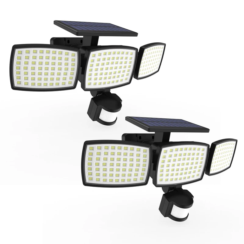 Lumisky Set of 2 Bright Solar Floodlights with Motion Sensor LED Cool White for Mounting 2 x Sparky Height 13 cm - Image 1