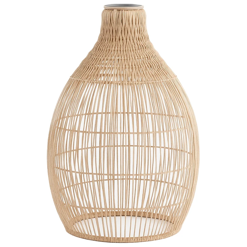 Holiday Shade Single Lampshade Natural Bohemian Style Basketry Braided Poly Rattan H42cm