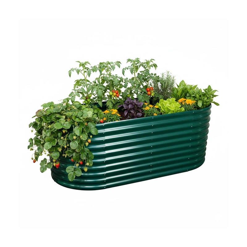 Relaxdays Raised Bed, Galvanized Metal for Flowers, Plants & Veg, 160x80x80 cm, Half-round, Green