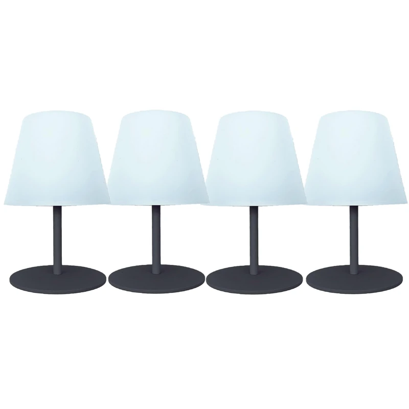 Lumisky Set of 4 Mini LED Table Lamps Grey Wireless White Dimmable 2 x Twins Rock Height 16 cm