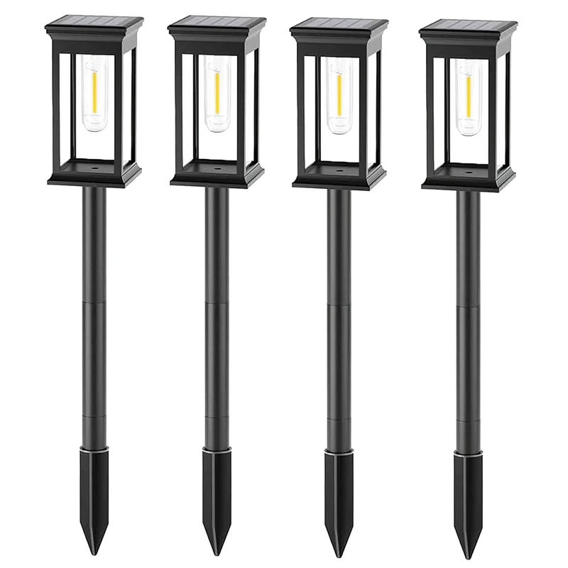 Lumisky Pack of 4 Luzy LED Solar Spike Lights 4 x Warm White Height 34 cm