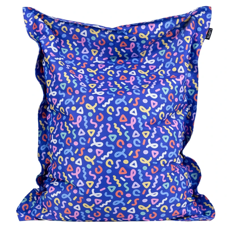 Bean Bag Bazaar Confetti Kids Bean Bag, Blue, Water Resistant Fabric, Floor Cushion, Beanbag for Indoor and Outdoor Use with Filling Included, 125cm x 100cm, Gaming, Bedroom, Playroom, Garden