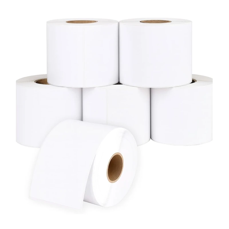 12 x Roll of 500 White Self Adhesive Thermal Printer Labels 4" x 6" (10.16 x 15.24cm)