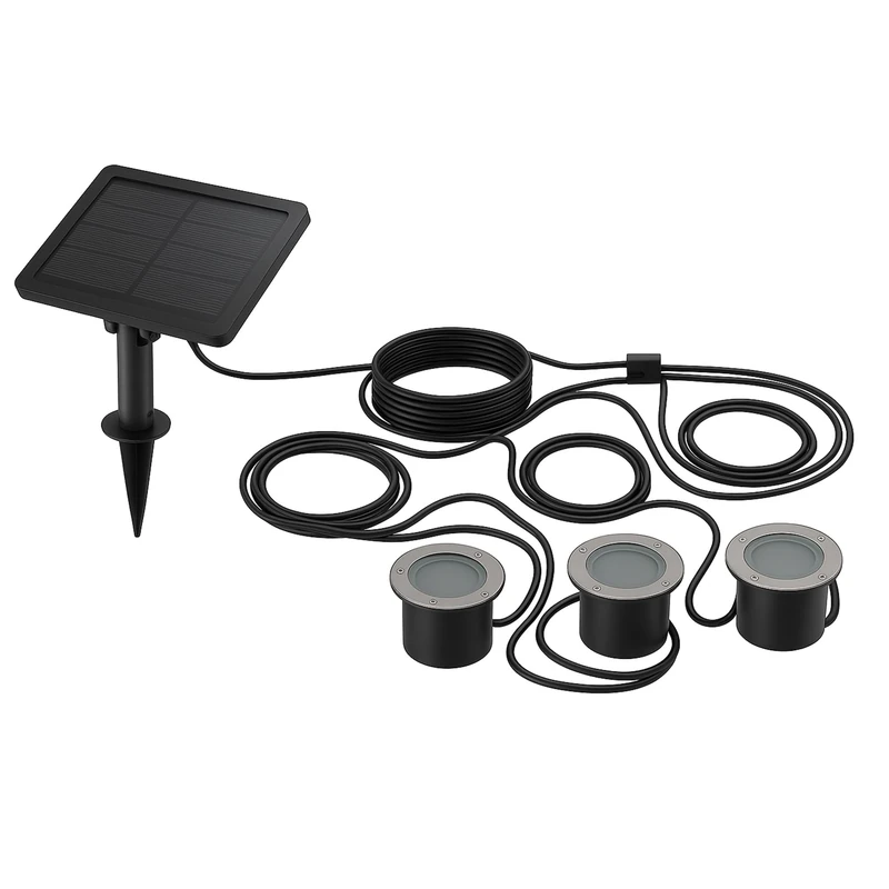 Lumisky 3 x Solar Pool Spotlights with Solar Panel 3 x Solpool LED Warm White Height 10 cm