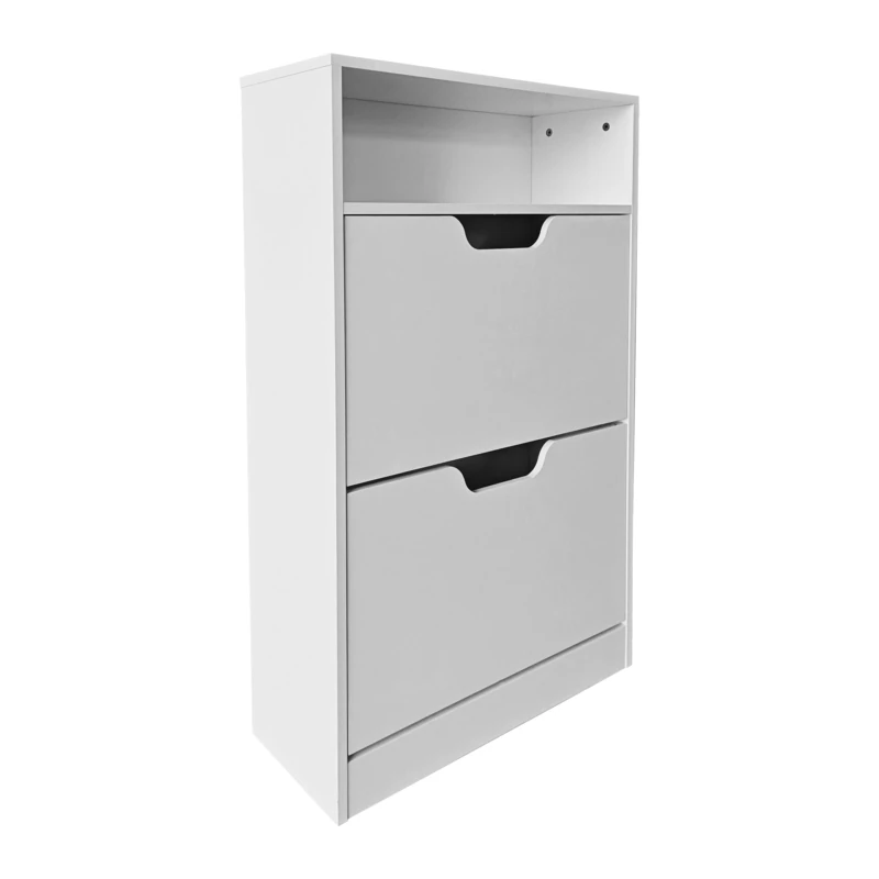 Relaxdays Shoe Cabinet with Shelves, Holds 8 Pairs, 2 Tilt Doors, Narrow Hallway Storage, White, 102x60x24 cm