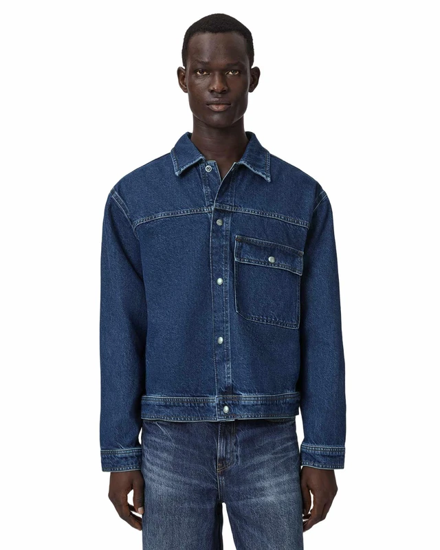 All Saints Men's CAST DENIM JACKET JACKET, DARK INDIGO, S