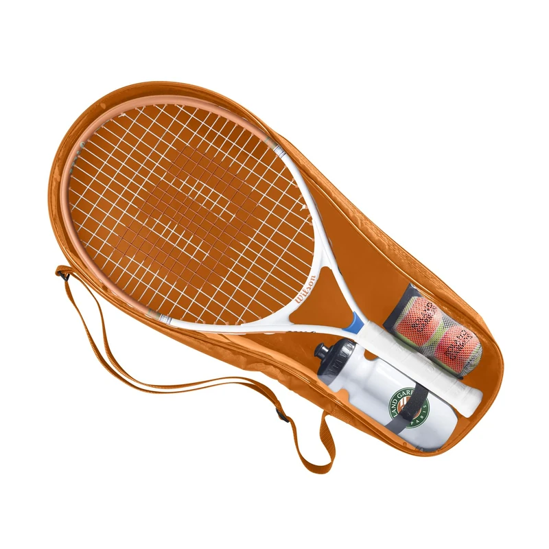 Wilson Roland-Garros 2026 Elite Jr 23 Starter Kit with Racket, Balls, Water Bottle & Cover, Complete Set For The Budding Player, Colour: Navy/Orange, Size: 23