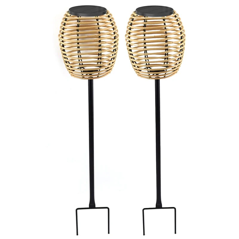 Lumisky Set of 2 BAVINA Poly Rattan Solar Beacons with Solar LED Module and Remote Control H71.5 cm