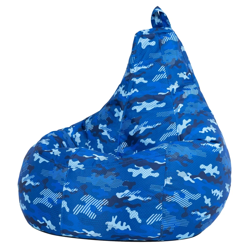 icon Dalton Gaming Bean Bag Chair, Camouflage Blue, Water Resistant Fabric, Recliner Beanbag for Indoor and Outdoor Use with Filling Included, Gaming, Bedroom, Living Room, Garden