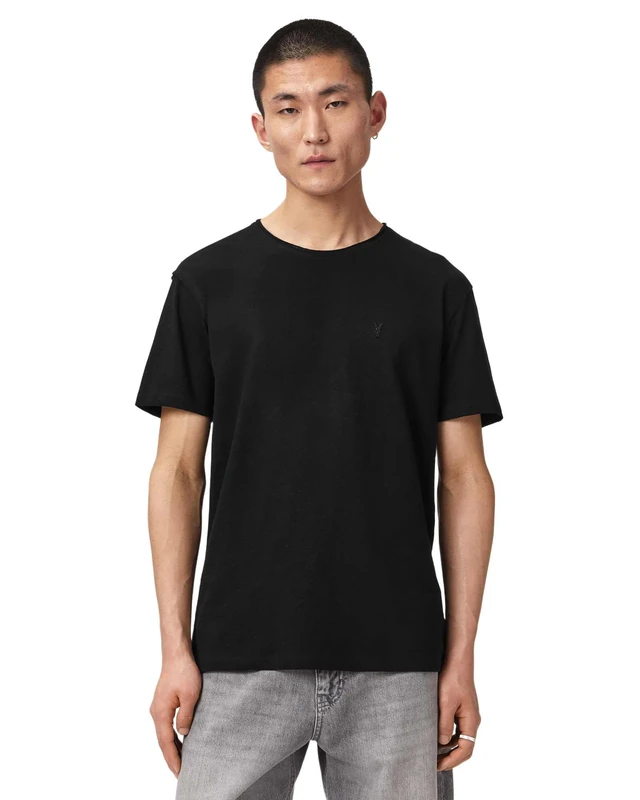 AllSaints Men's Flax SS Crew Plain Jersey, Jet Black, M - Image 1