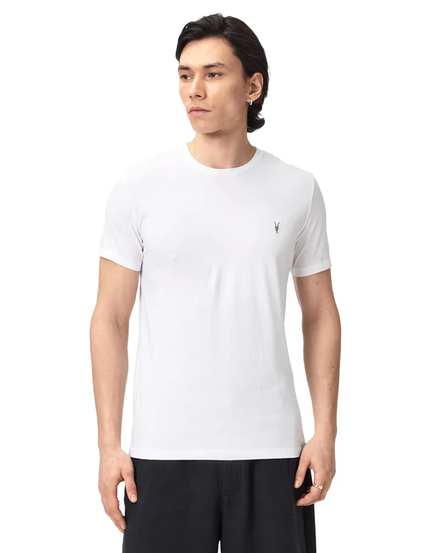 All Saints Men's Tonic SS Crew 3 PK Plain Jersey, Grey/White/Green, S