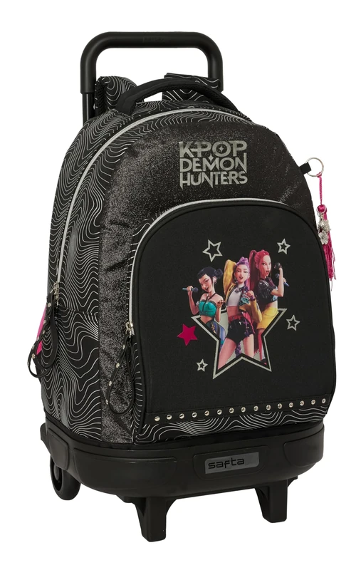 K-POP Demon Hunters – ENERGY – Large Backpack with Wheels, Compact, Removable, Ideal for Children of Different Ages, Comfortable and Versatile, Resistance, 33 x 22 x 45 cm