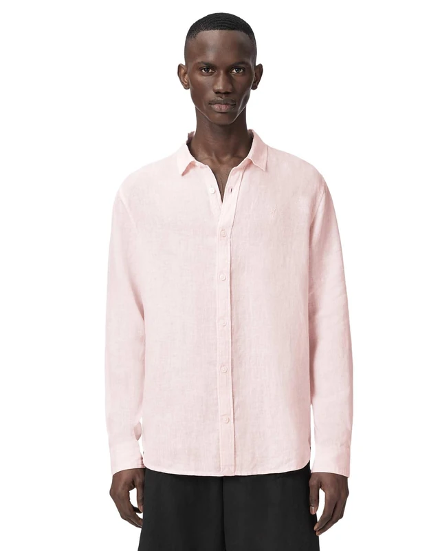 AllSaints Men's Loom LS Shirt Casual Shirt, Villa Blue, XS