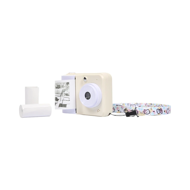 Be Mix - HT0211 - Mini Blinky Thermal Printer with built-in camera - Compact - LCD display - Easy to use - Ideal for creative hobbies - Black & White - Includes 3 rolls of paper