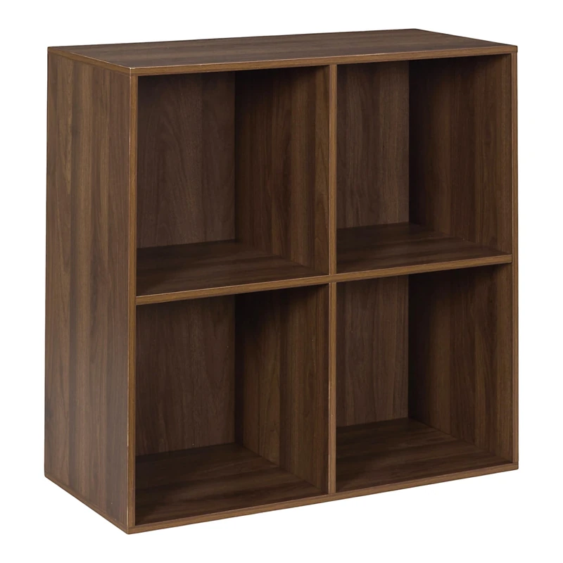 HOME DECO FACTORY - HD0577 - Modular Storage 4 Compartments in Dark Wood - Practical and Elegant Shelf for Books and Decorative Objects - Ideal for Space Saving - Size 4 Compartments - Brown - Image 1