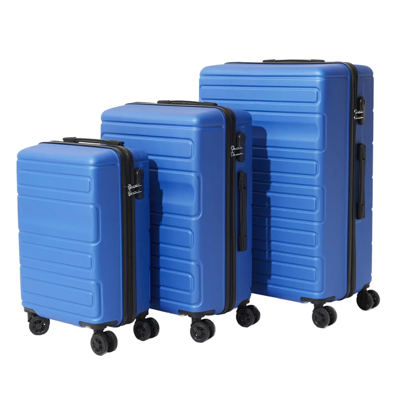 Jet LAG - VO00052 - Set of 3 Acapulco Hard Suitcases - Cabin 45L - M 70L - L 90L - ABS Shell - 360° Swivel Wheels - Secure Padlock - Elegant Design - Blue