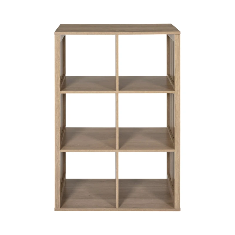 HOME DECO FACTORY - HD7941 - Modular 6 wooden storage compartments - Modern and elegant design - Ideal for books and decorative objects - Dimensions 69.5 x 99.5 x 32 cm - Colour Brown - Image 1