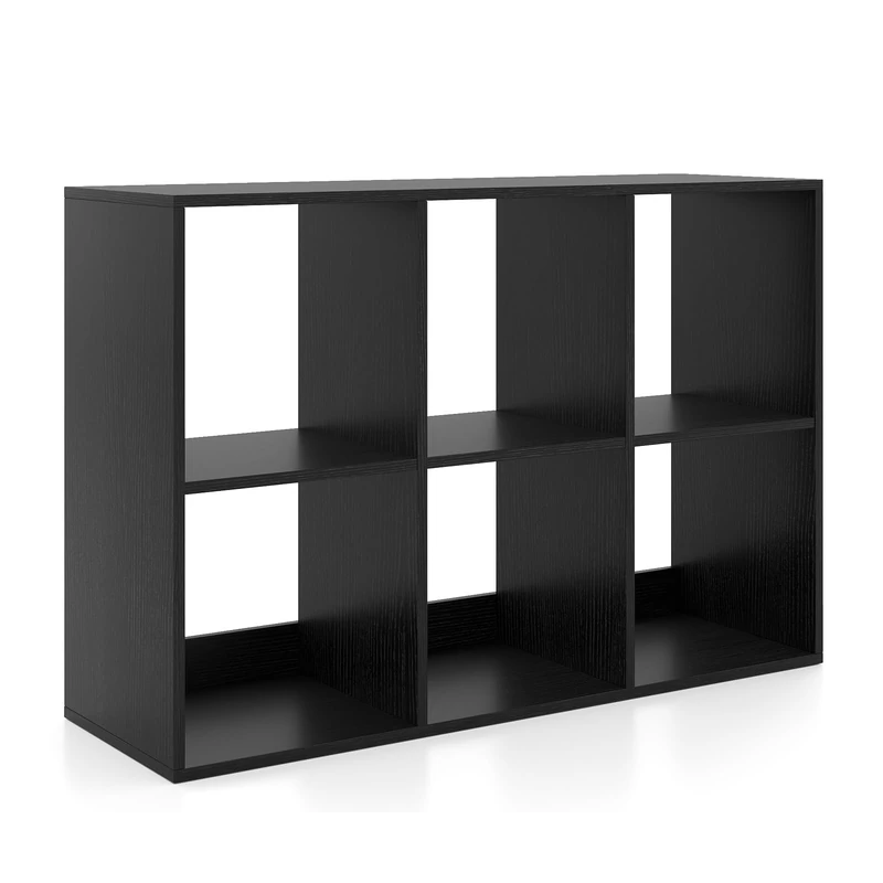 CASART Cube Storage Unit, Open Shelf Bookcase with Anti-Tipping Kits, Modern Compact Display Bookshelf for Living Room Study Office (Black, 6-Cube: 104 x 33 x 70cm)