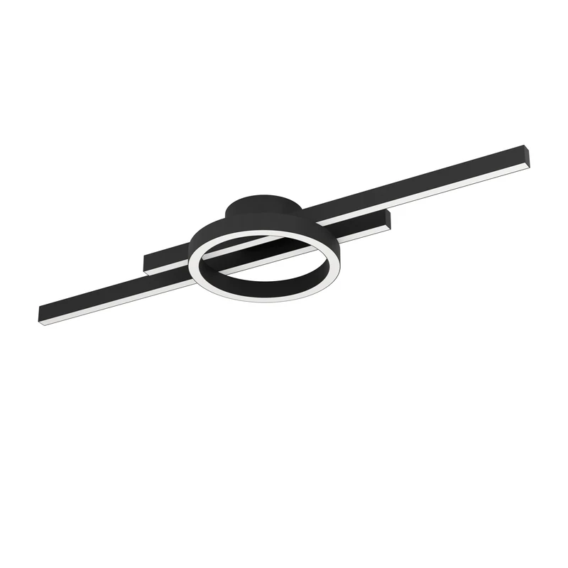 Eglo LED Ceiling lamp Gambulaga, dimmable with Remote, Geometric Light Fixture, Black Metal, RGB, Warm to Cool White, 77.5 cm