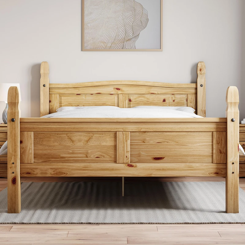 Vida Designs Corona Double Bed, High Foot End & Gel Memory Foam Pocket Spring Mattress, Double