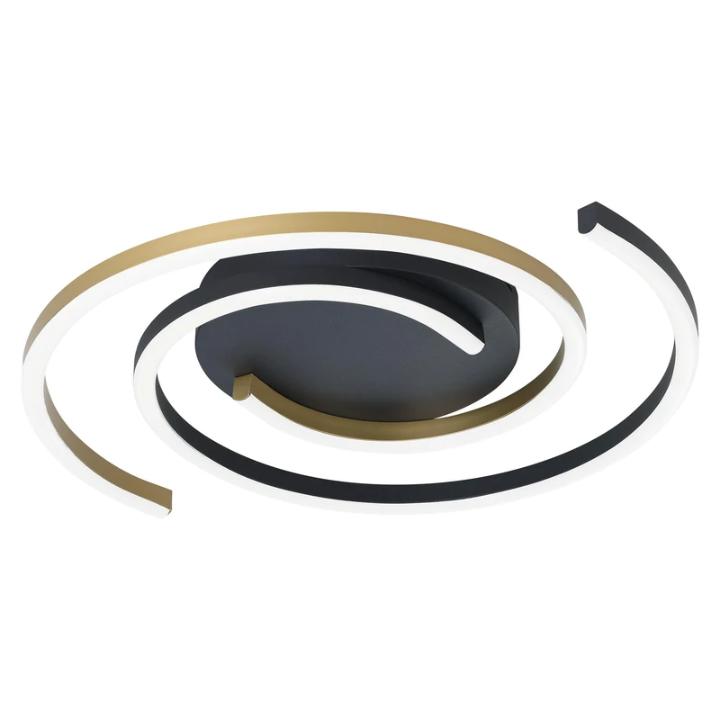 Eglo LED Ceiling lamp Conettilia, dimmable via Remote, Black and Brass Metal Light Fixture, Warm to Cool White, Ø 48 cm