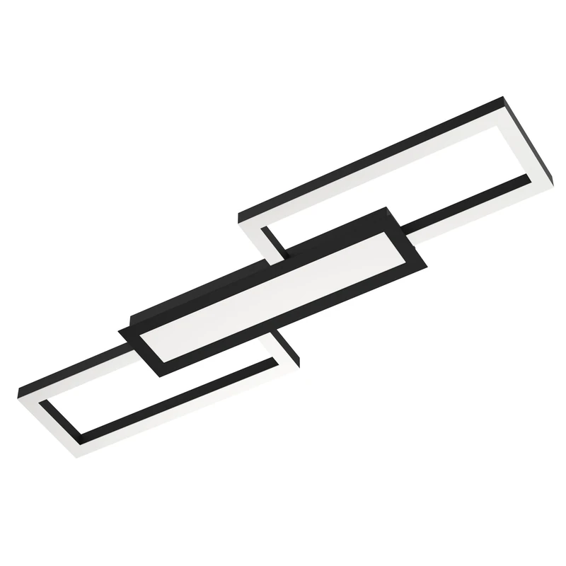 Eglo LED Ceiling Light Fixture Fomento, Geometric Design, Black Metal and White Plastic, Surface-Mounted lamp for Office and Kitchen, Warm to Cool White, 78 cm Long