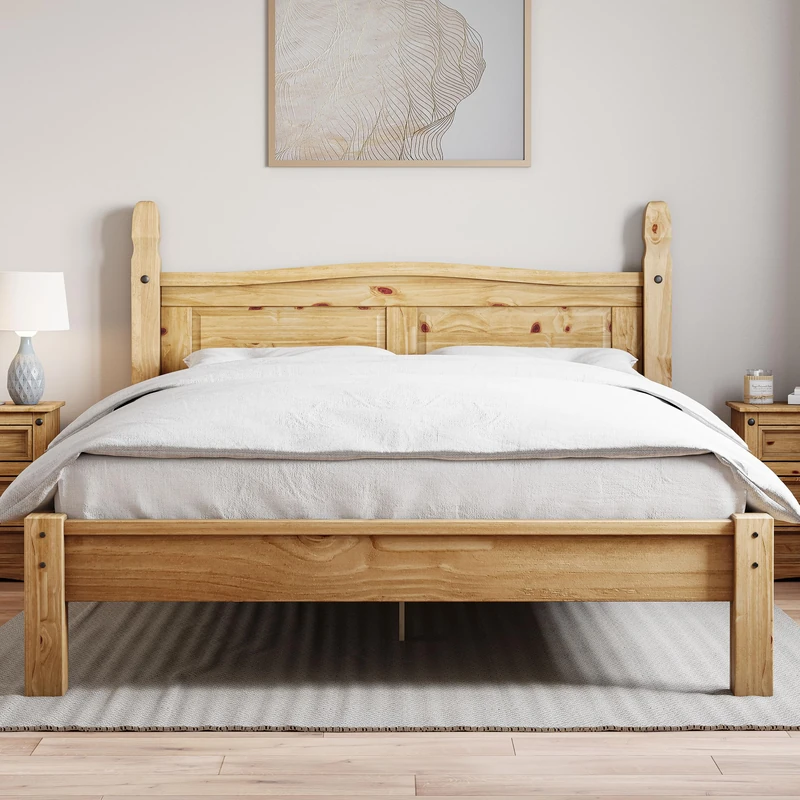 Vida Designs Corona King Size Bed, Low Foot End & Gel Memory Foam Pocket Spring Mattress, King