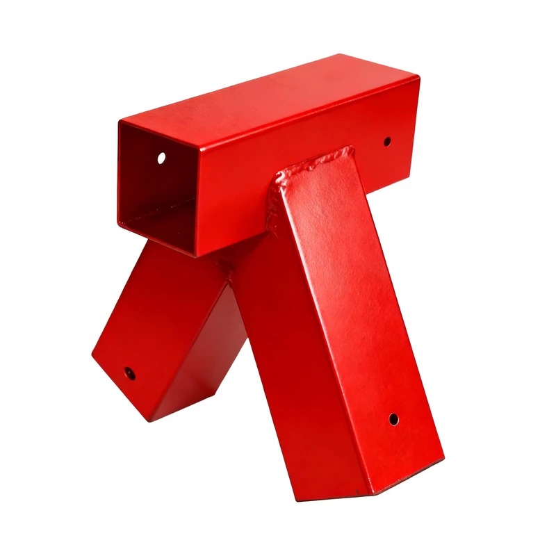 Relaxdays swing connector, A-shaped, 90°, for 90x90 mm posts, powder-coated carbon steel, red