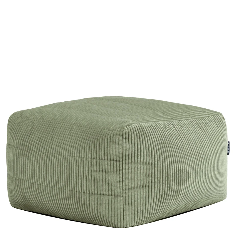 icon Noa Bean Bag Footstool, Sage Green, Large Pouffe Footstool with Filling Included, Modular Boneless Sofa, Corduroy Sofa Set, Living Room, Living Room Furniture