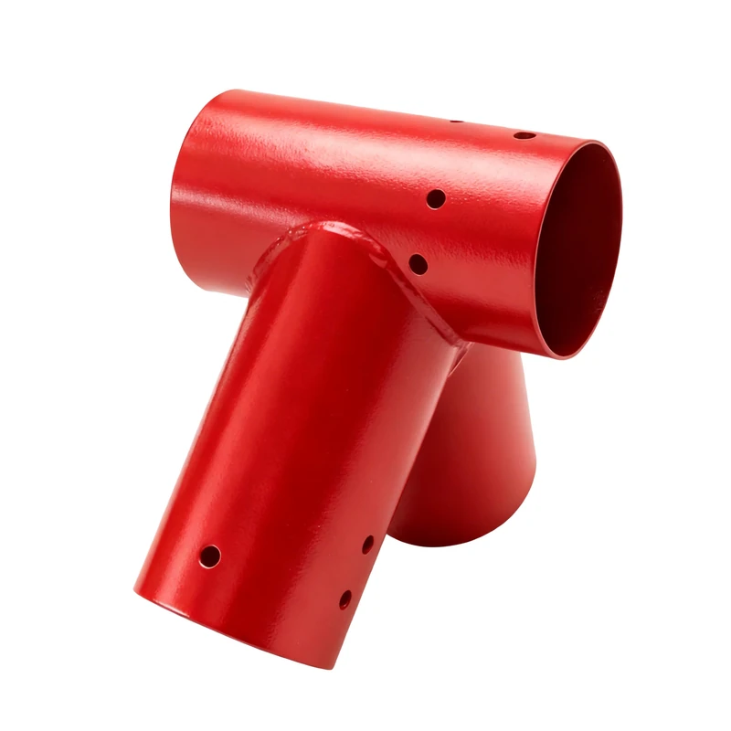 Relaxdays swing connector, A-shaped, 100° angle, for 100 mm round posts, powder-coated steel, red