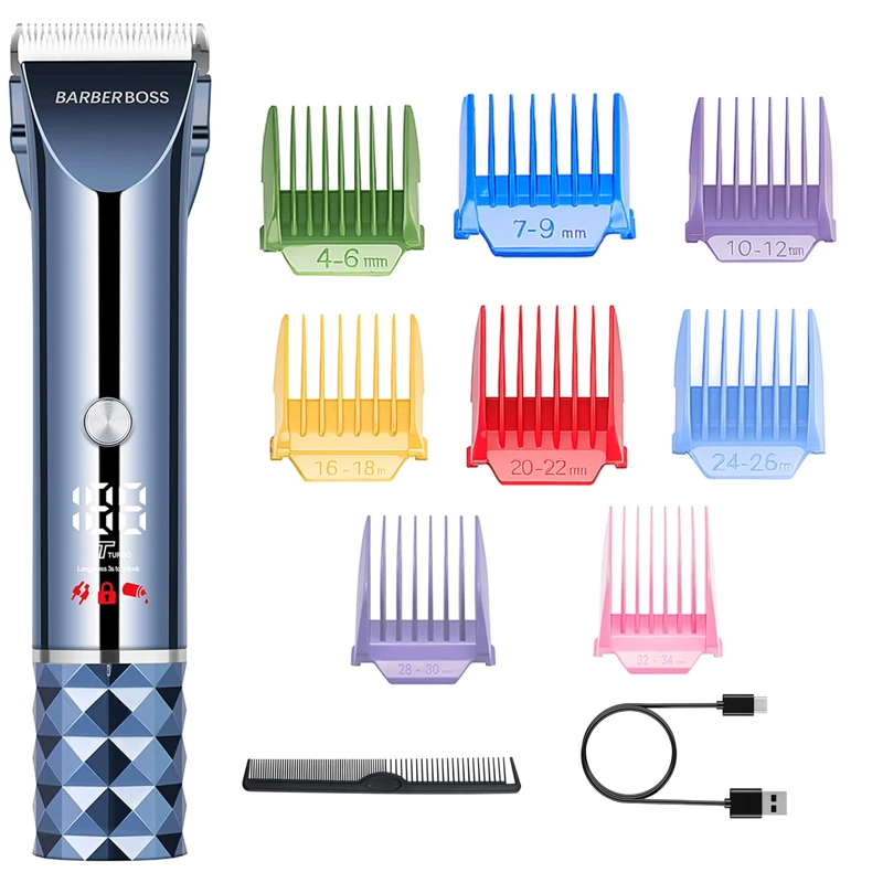 BarberBoss Men’s Hair Trimmer, Cordless Beard Groomer for Men, Adjustable Blade & Complete Grooming Kit for Men, Turbo Speed Rechargeable Clipper, Men’s Hair Clipper
