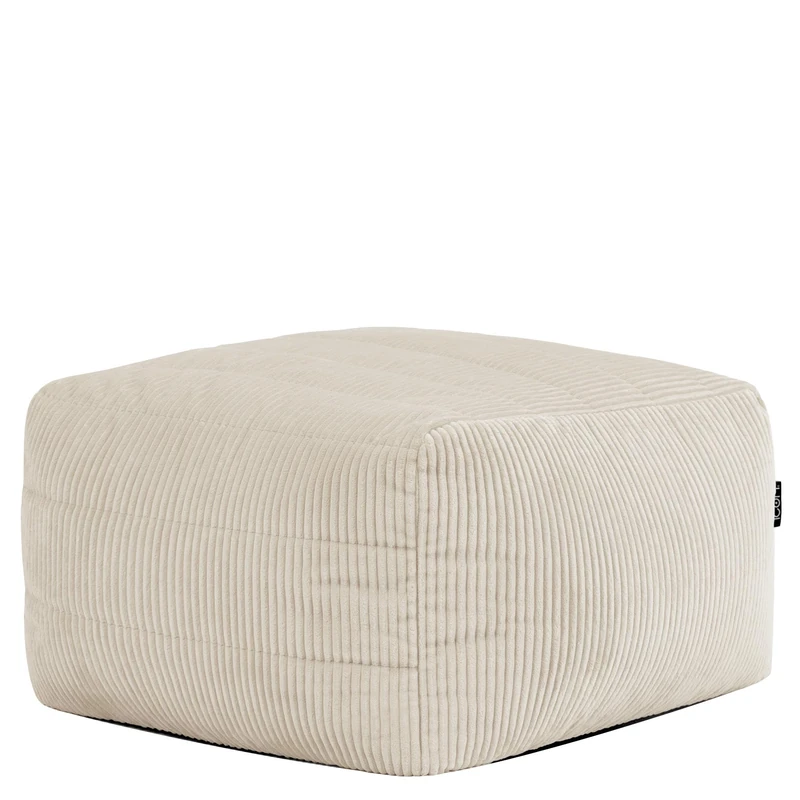 icon Noa Bean Bag Footstool, Beige, Large Pouffe Footstool with Filling Included, Modular Boneless Sofa, Corduroy Sofa Set, Living Room, Living Room Furniture
