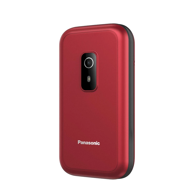 Panasonic KX-TF600EXR 4G Easy-to-Use Clamshell Mobile Phone, VoLTE, up to 290 Hours Reliable power with Standby mode, USB-C, 2.8-inch Display, Bluetooth, LED Flashlight, Camera, IP44 Waterproof, Red