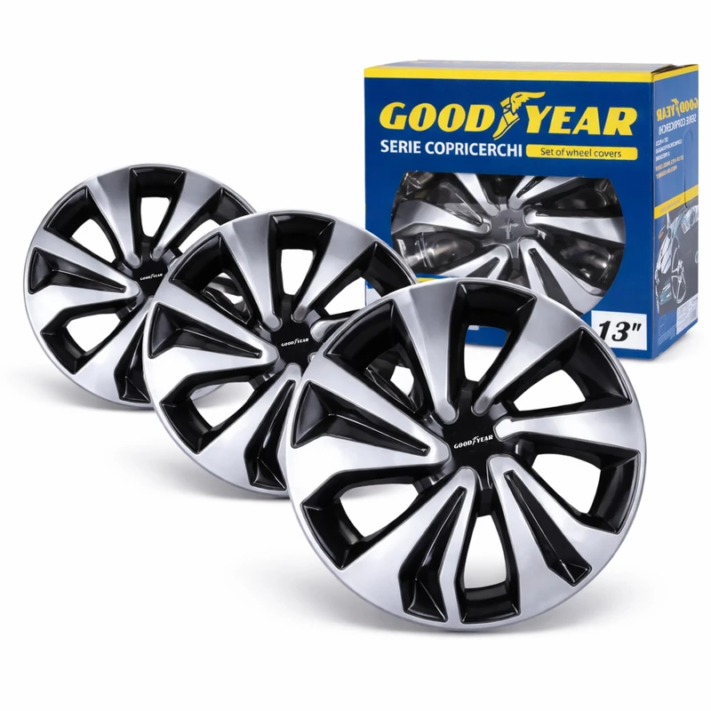Goodyear SR Savona 13" Bicolor Wheel Trims - Set of 4 - Universal Wheel Covers - Modern Design - Easy to Install